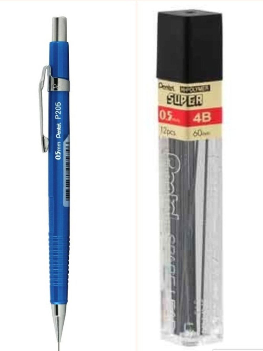 Pentel Sharp Drafting Pencil 0.5mm Metallic Blue Barrel w/12 pcs 4B-lead Office